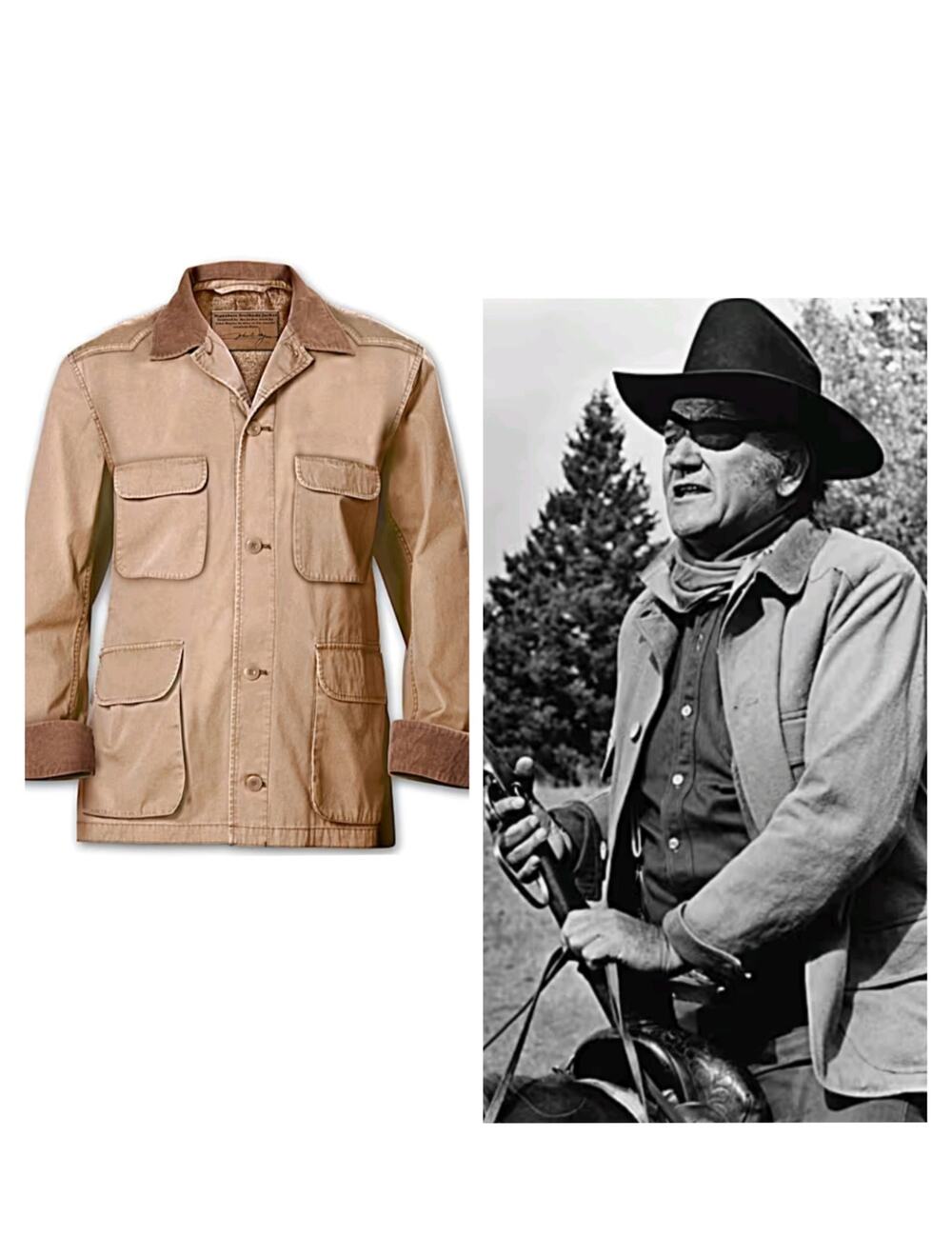 M1238)Signature John Wayne Western Style Stockade Tan Canvas Cotton XXL Jacket